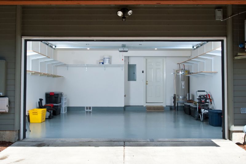 garage with epoxy flooring