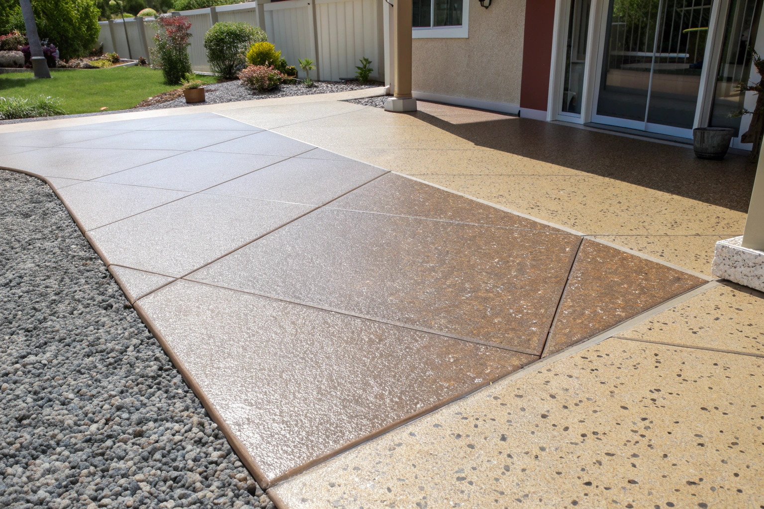 Patio surface finished with epoxy coating